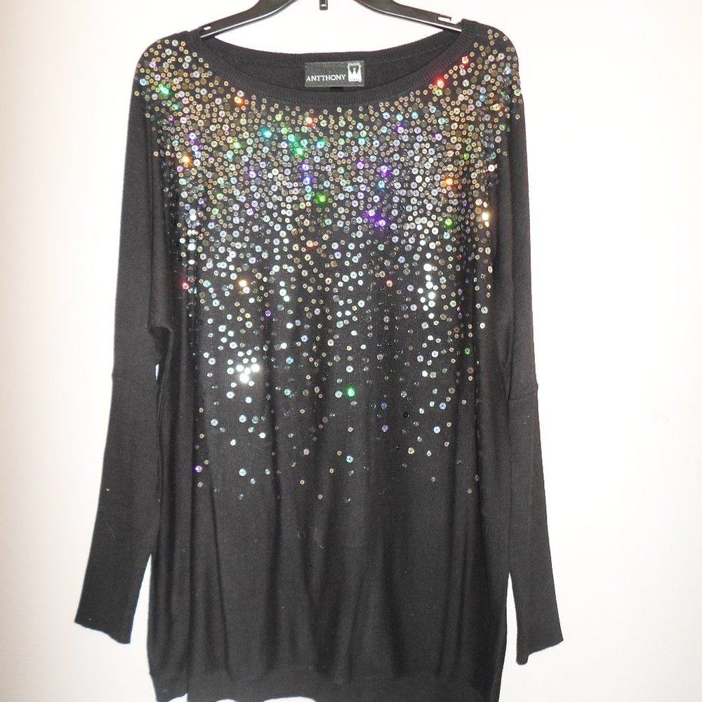 M Antthony Cotton Blend Sequin Holiday Sweater NWT